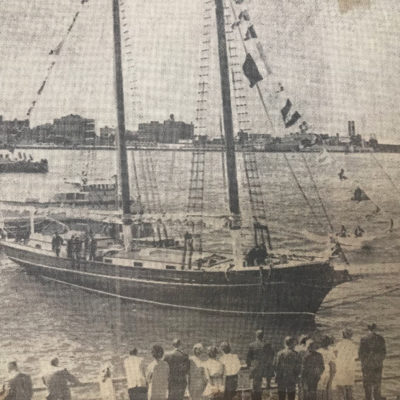 1965 (Boston, MA) Photo of the “Alice Wentworth” vessel arriving in Boston where it was decommissioned near the famous Anthony’s Pier 4 restaurant. The ship delivered product to us at our original location for many years.